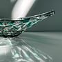 Vintage Murano Glasschale mit grünem Swirl, Italien 1970er 4