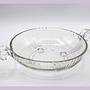 Vintage Glasschale mit Henkeln, 1980er Art Deco Revival 0