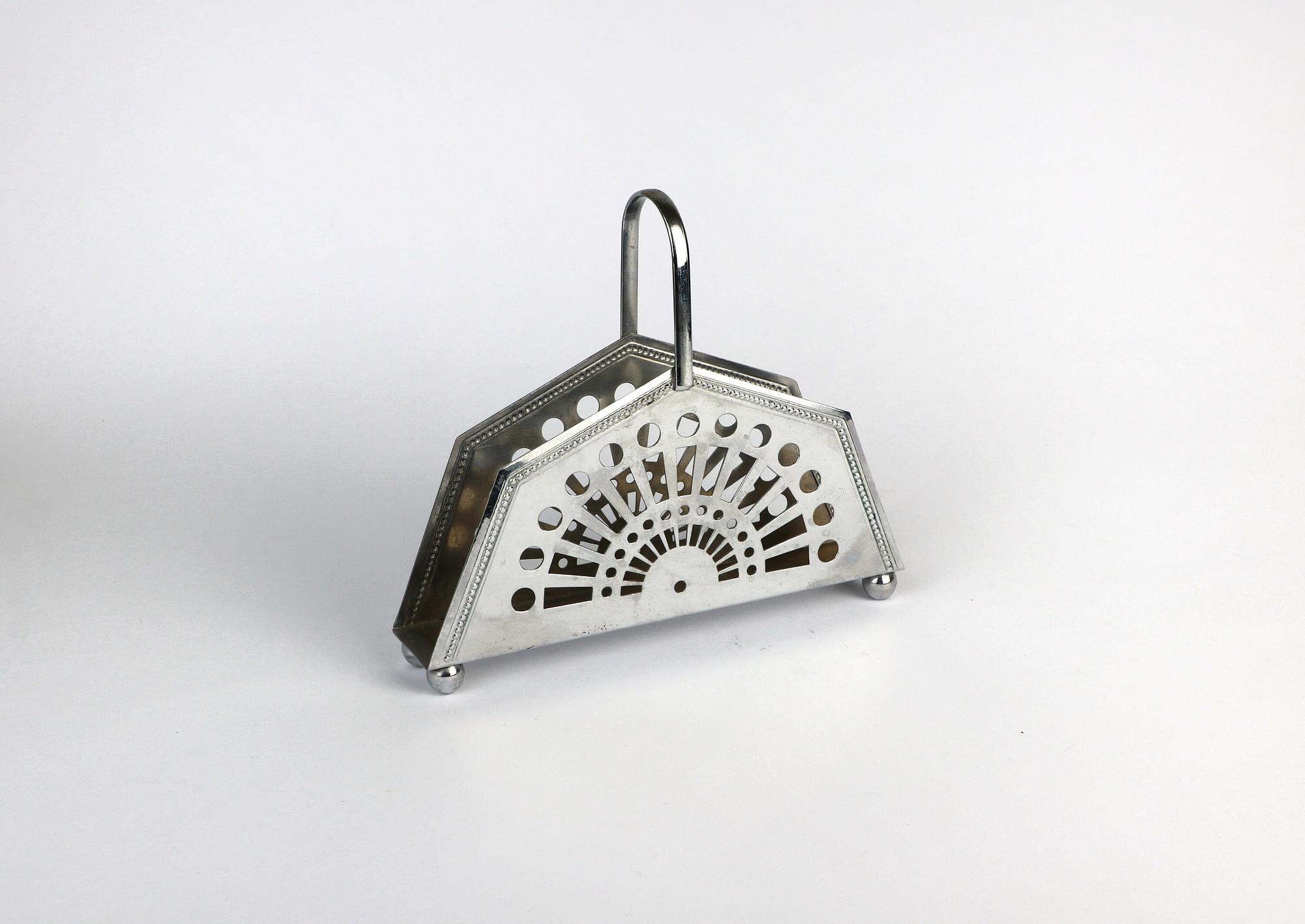 Vintage Serviettenhalter aus Metall, 1980er Art Deco Revival 0