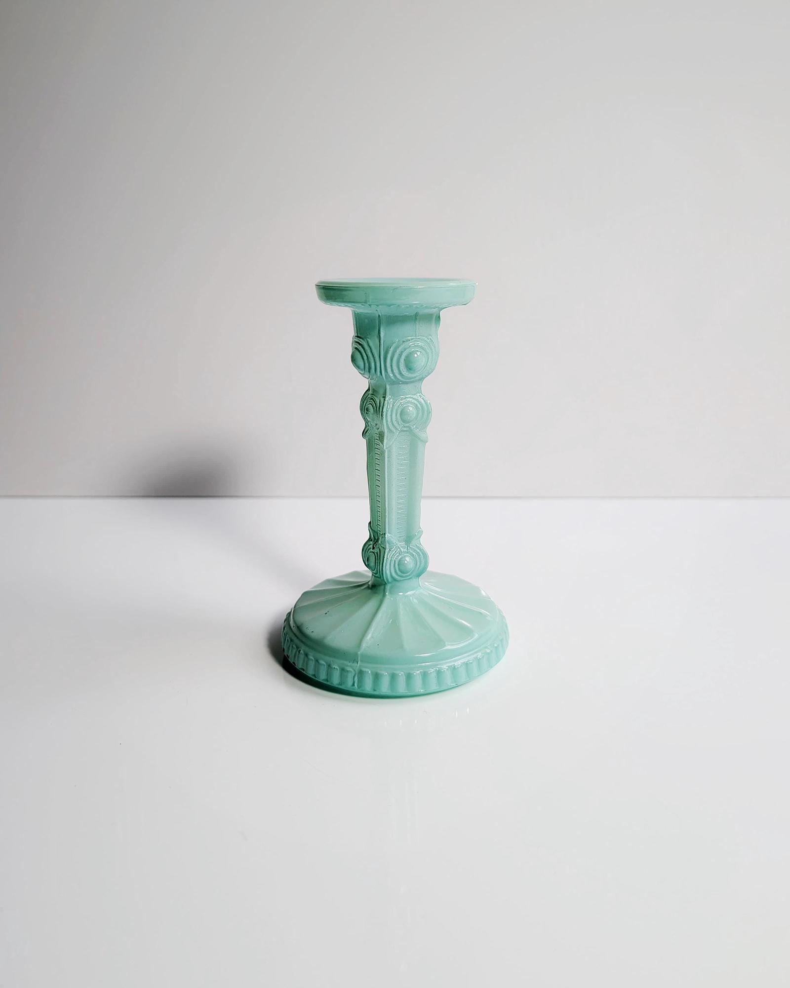 Vintage Glas Kerzenhalter in Mintgrün 0