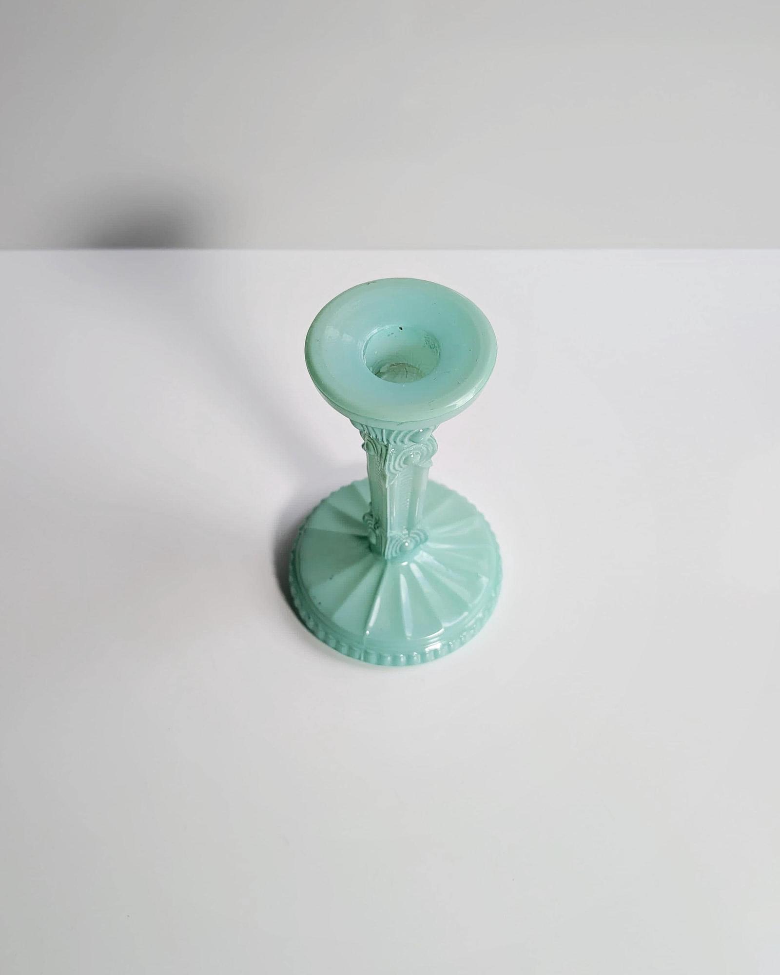 Vintage Glas Kerzenhalter in Mintgrün 2