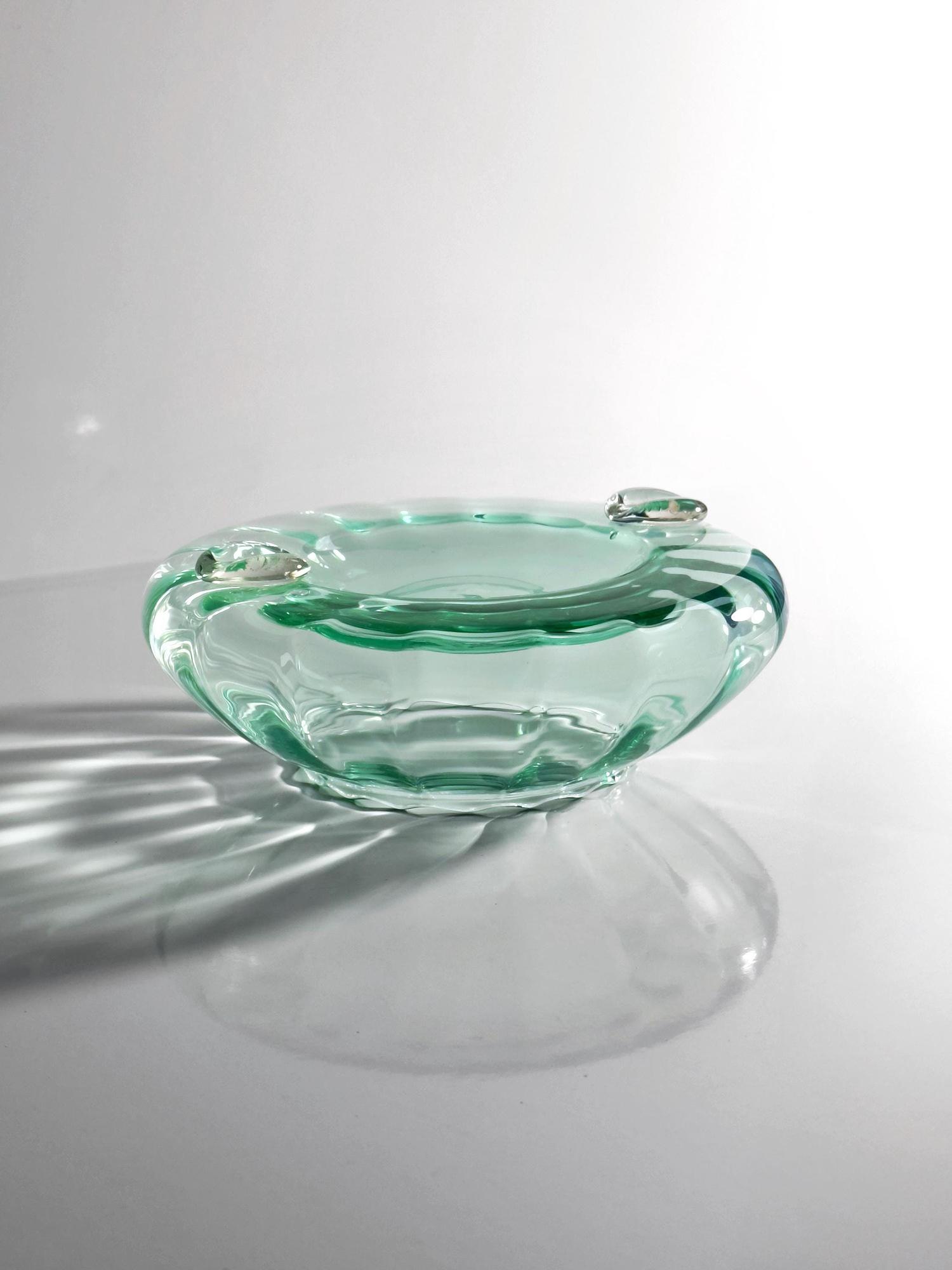 Vintage italienischer Glas-Aschenbecher in Türkisgrün 0