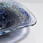 Vintage böhmische Glasschale mit blauem Swirl, 1980er 3