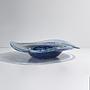 Vintage böhmische Glasschale mit blauem Swirl, 1980er 1