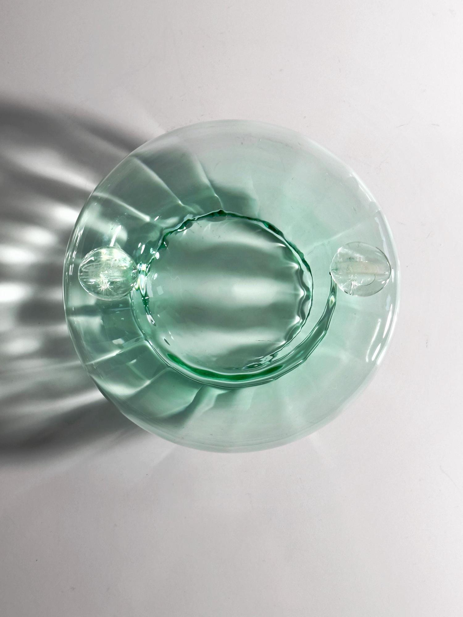 Vintage italienischer Glas-Aschenbecher in Türkisgrün 3