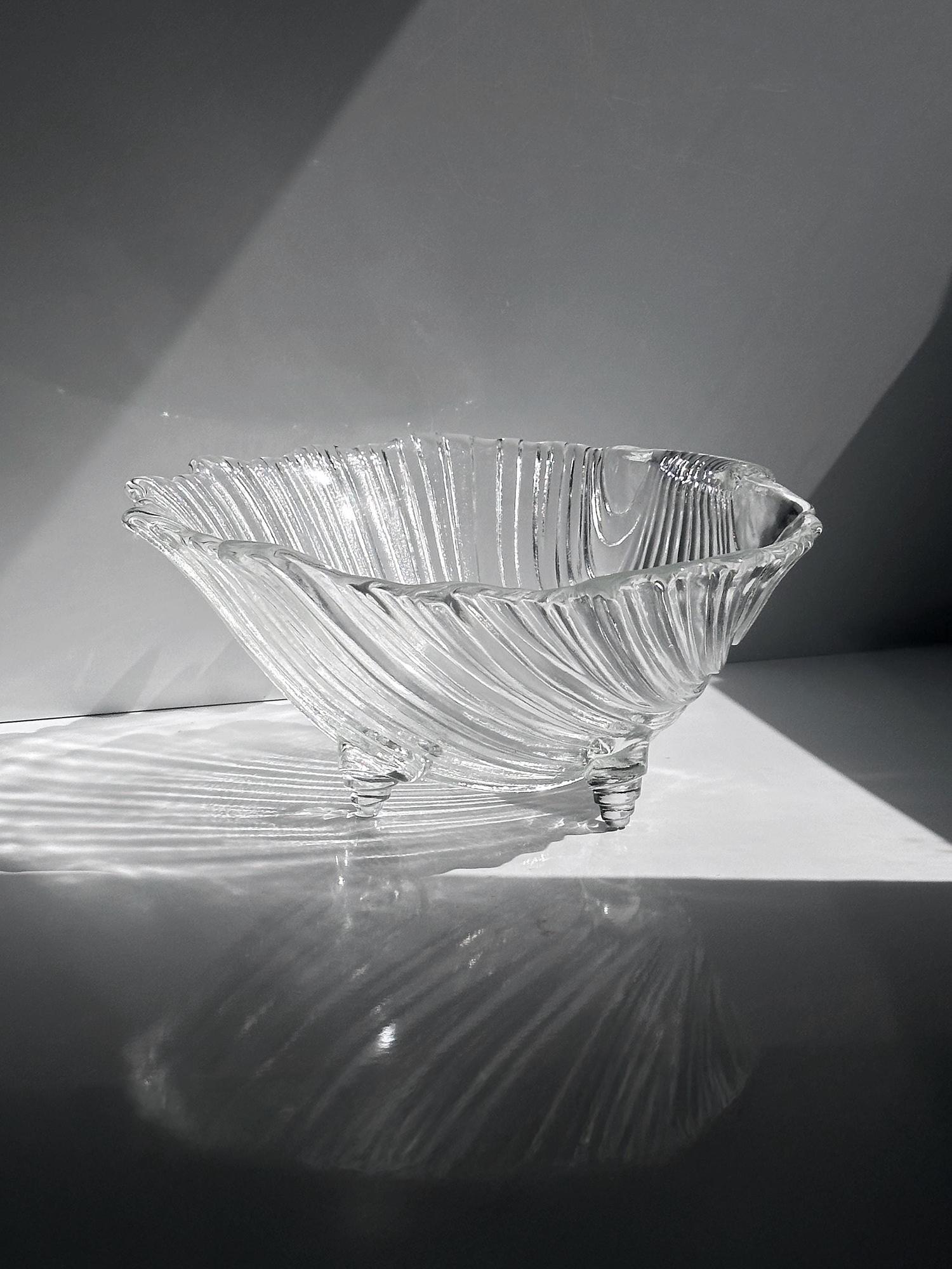 Große Vintage Glasschale in Muschelform 4