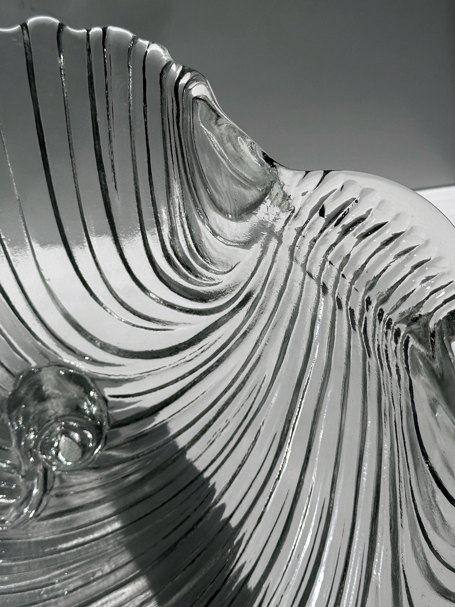 Große Vintage Glasschale in Muschelform 3