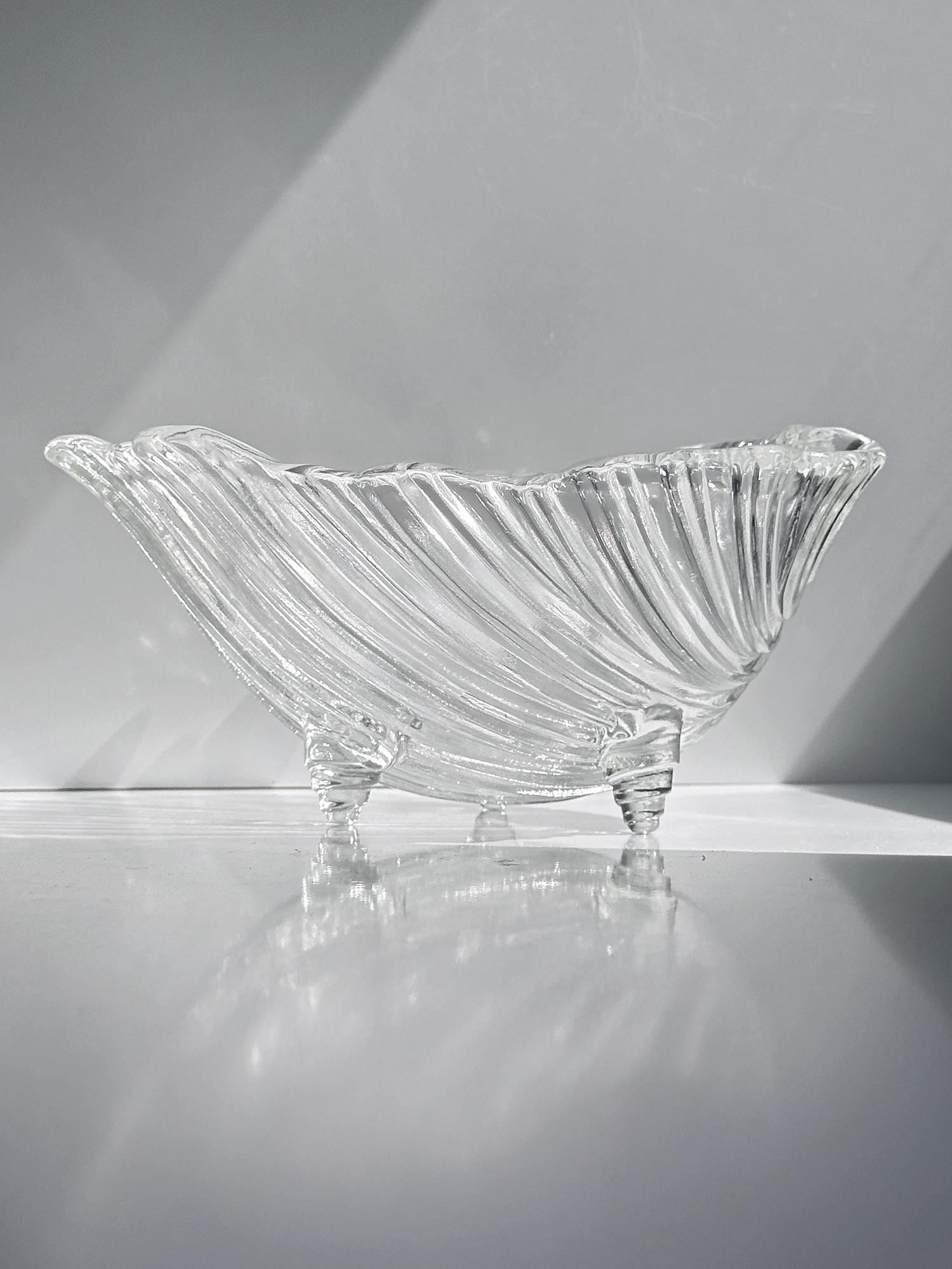 Große Vintage Glasschale in Muschelform 5