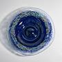 Vintage böhmische Glasschale mit blauem Swirl, 1980er 2