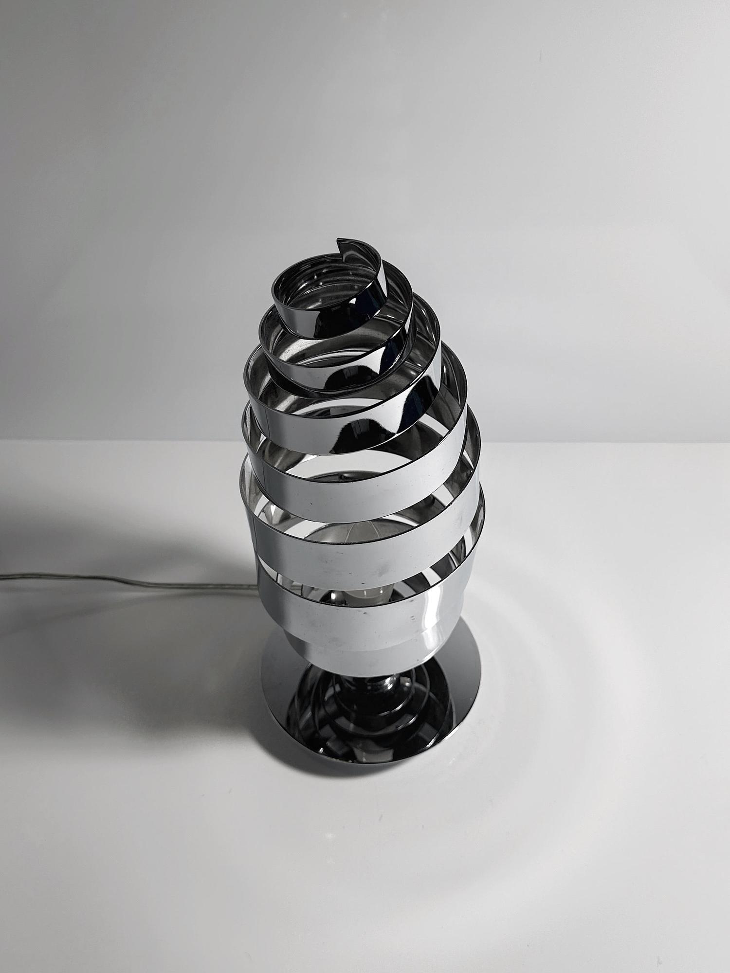 Vintage Space Age Chrom Tischlampe mit Spirale 2