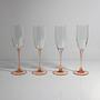4 Luminarc Sektgläser mit rosa Stiel, Frankreich 1980er 0