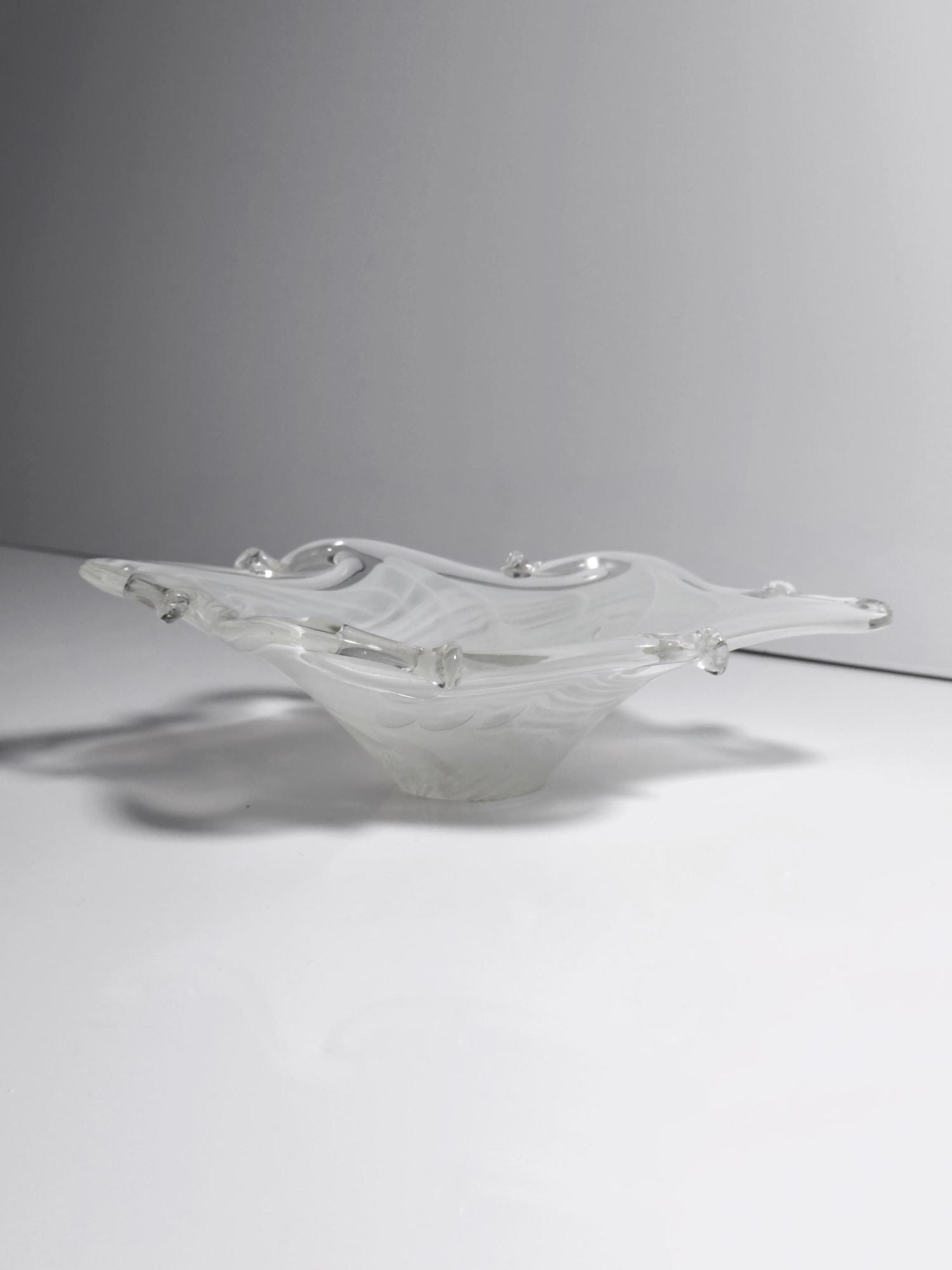 Murano Aschenbecher Weiß Vintage Milchglas Schale Filigrana 0