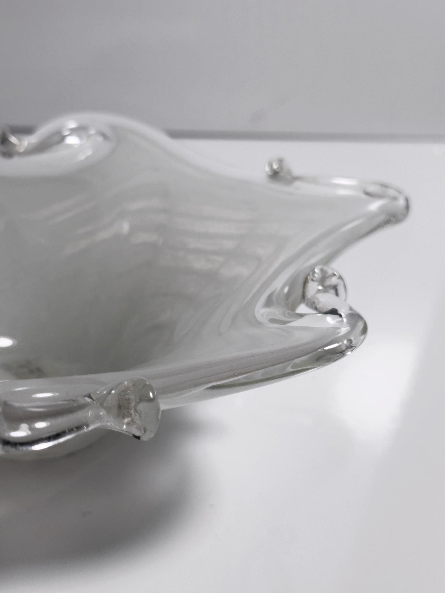 Murano Aschenbecher Weiß Vintage Milchglas Schale Filigrana 3