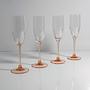 4 Luminarc Sektgläser mit rosa Stiel, Frankreich 1980er 1