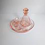 Art Deco Likörset aus Rosalinglas mit Karaffe 4