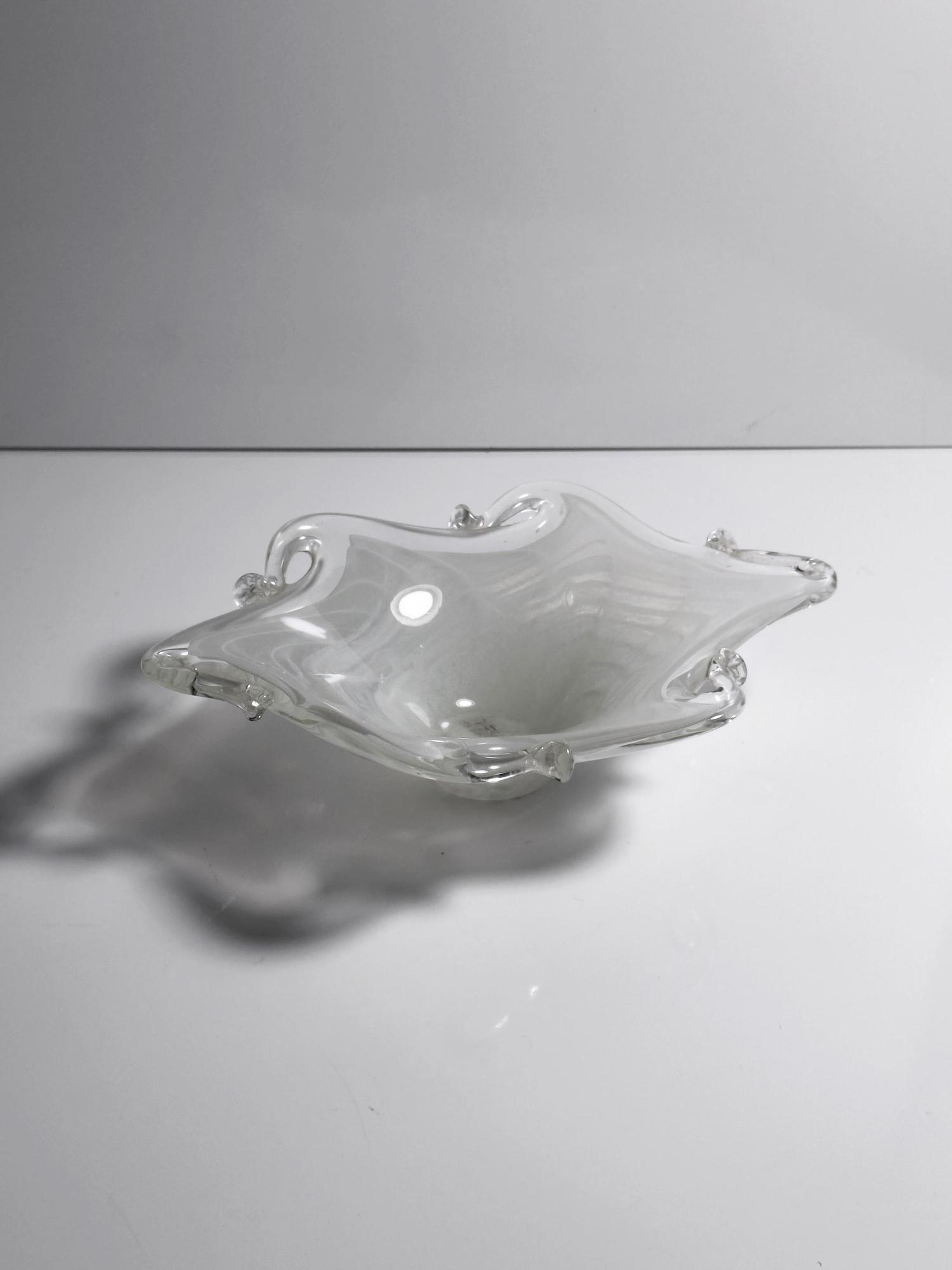 Murano Aschenbecher Weiß Vintage Milchglas Schale Filigrana 4