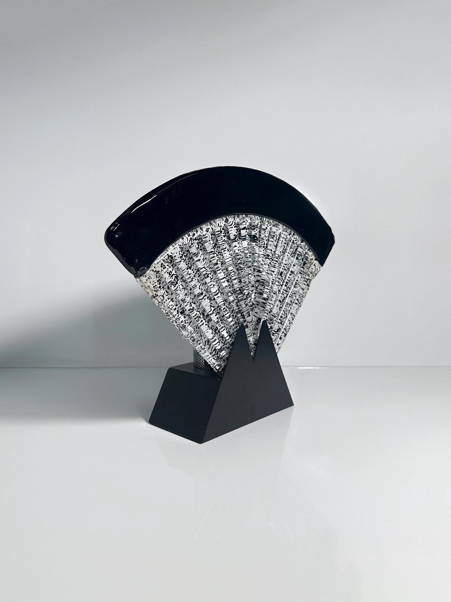 Vintage Murano Glas Fächer Tischlampe 3
