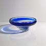 Vintage böhmische Glasschale in Kobaltblau mit Swirl 1