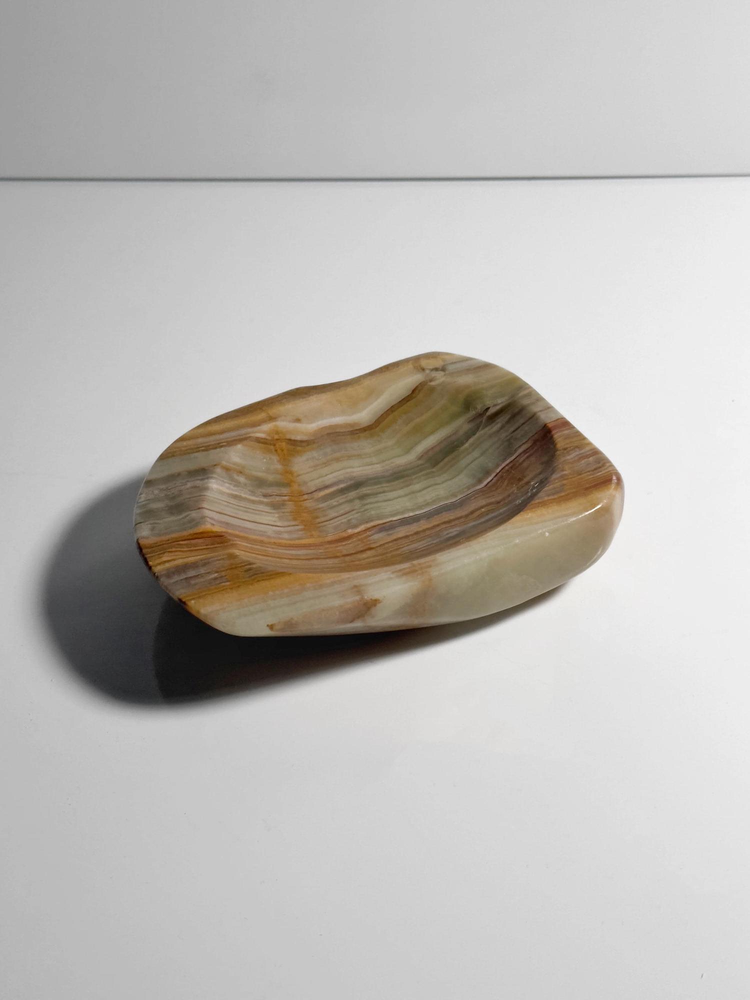 Vintage italienischer Onyx-Aschenbecher in Beige 0