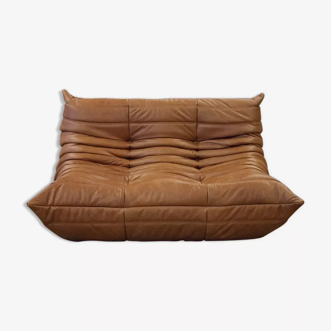 Togo Sofa 2-Seater Pull-Up Leather Tobacco Brown 0