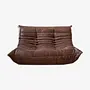 Togo Sofa 2-seater Pull-Up Leather Walnut Brown 0