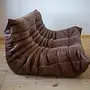 Togo Sofa 2-seater Pull-Up Leather Walnut Brown 1