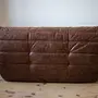Togo Sofa 2-seater Pull-Up Leather Walnut Brown 2