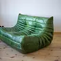 Togo Sofa 2-Seater Pull-Up Leather Green 1