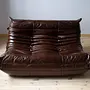 Togo Sofa 2-Sitzer Hochglanzleder Dunkelbraun 1