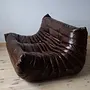 Togo Sofa 2-seater High-gloss leather Dark brown 3