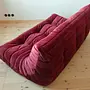 Togo Sofa 3-seater velvet burgundy 3