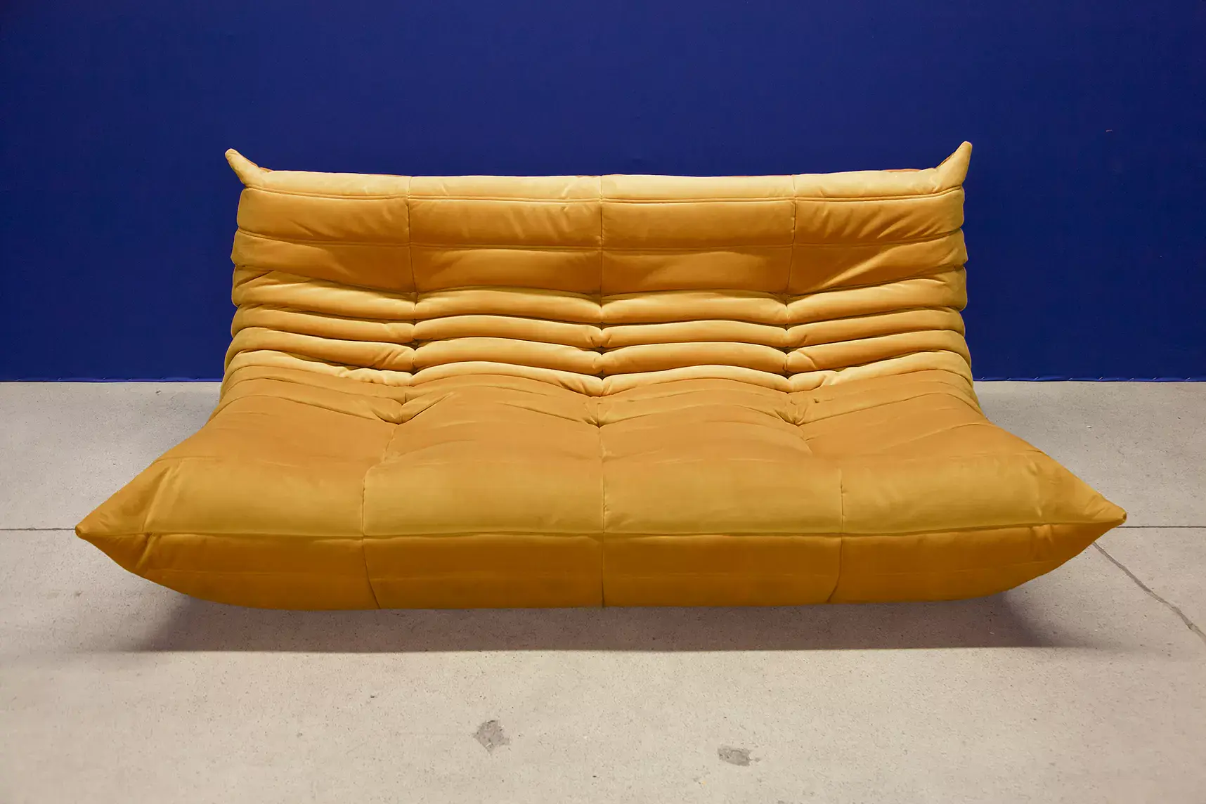 Togo Sofa 3-seater velvet mustard yellow 1