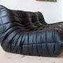 Togo Sofa 3-seater Madras leather Black 6
