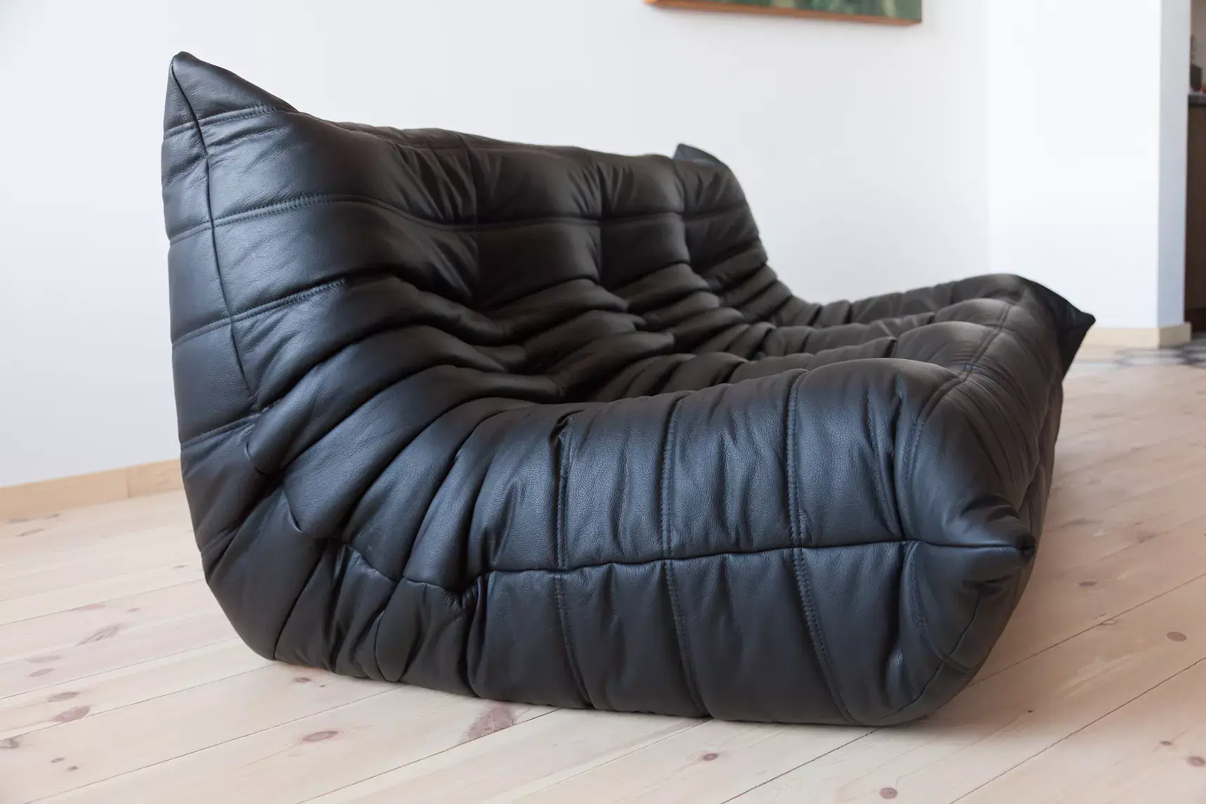 Togo Sofa 3-seater Madras leather Black 6