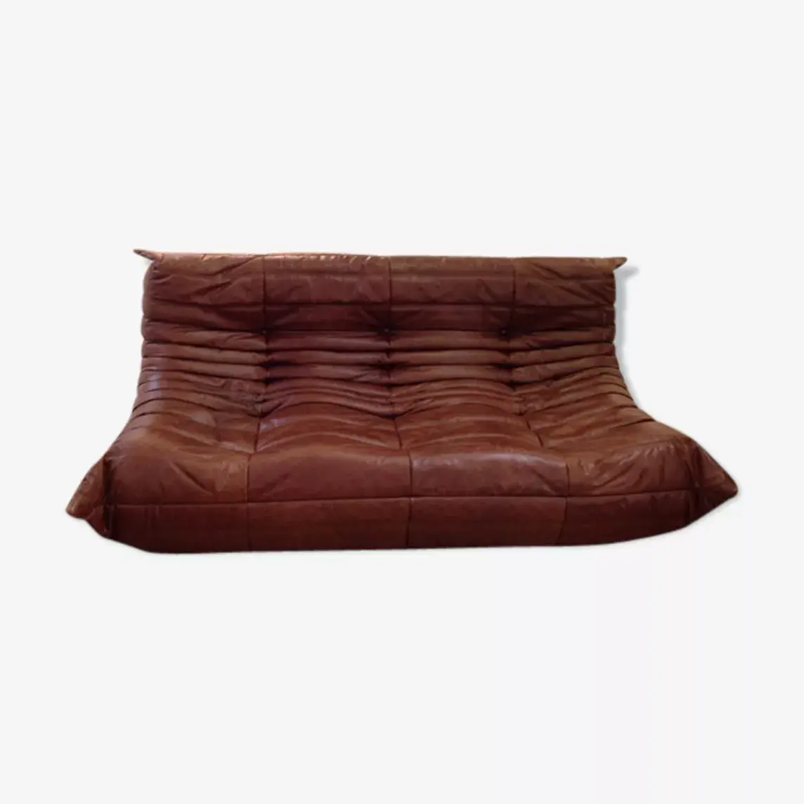 Togo Sofa 3-Sitzer Vintageleder Walnussbraun 0
