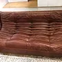 Togo Sofa 3-Sitzer Vintageleder Walnussbraun 1