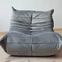 Togo Armchair Velvet Silver Grey 1