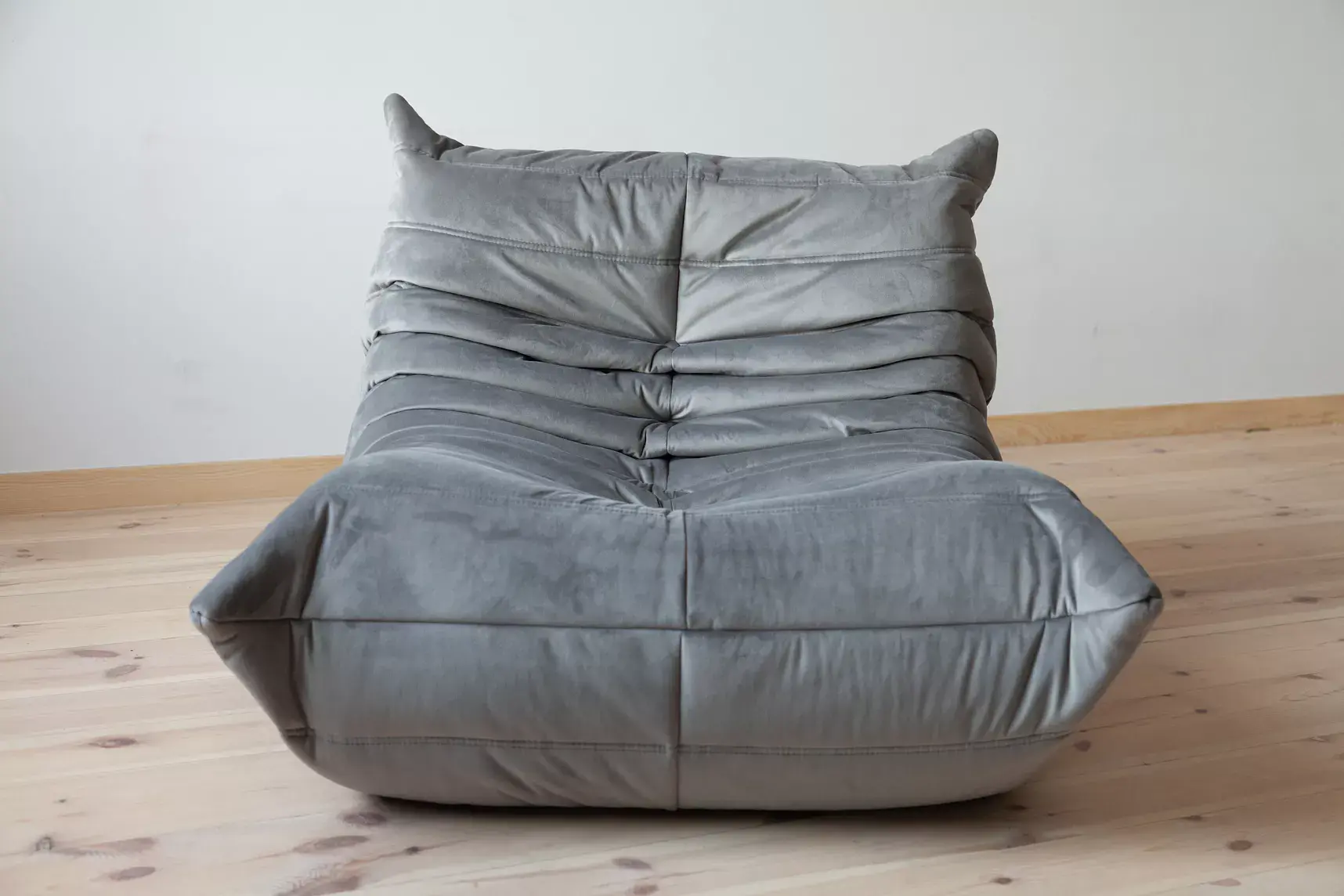 Togo Armchair Velvet Silver Grey 1