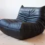 Togo Armchair Madras Leather Black 2