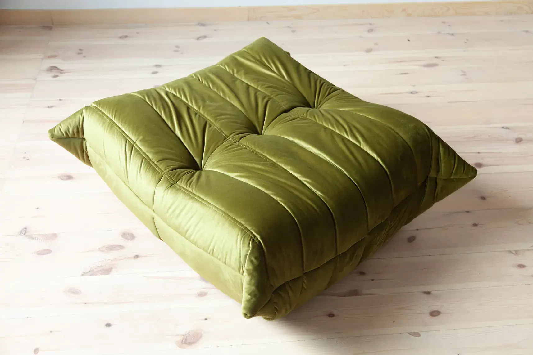 Togo Ottoman Velvet Olive Green 2