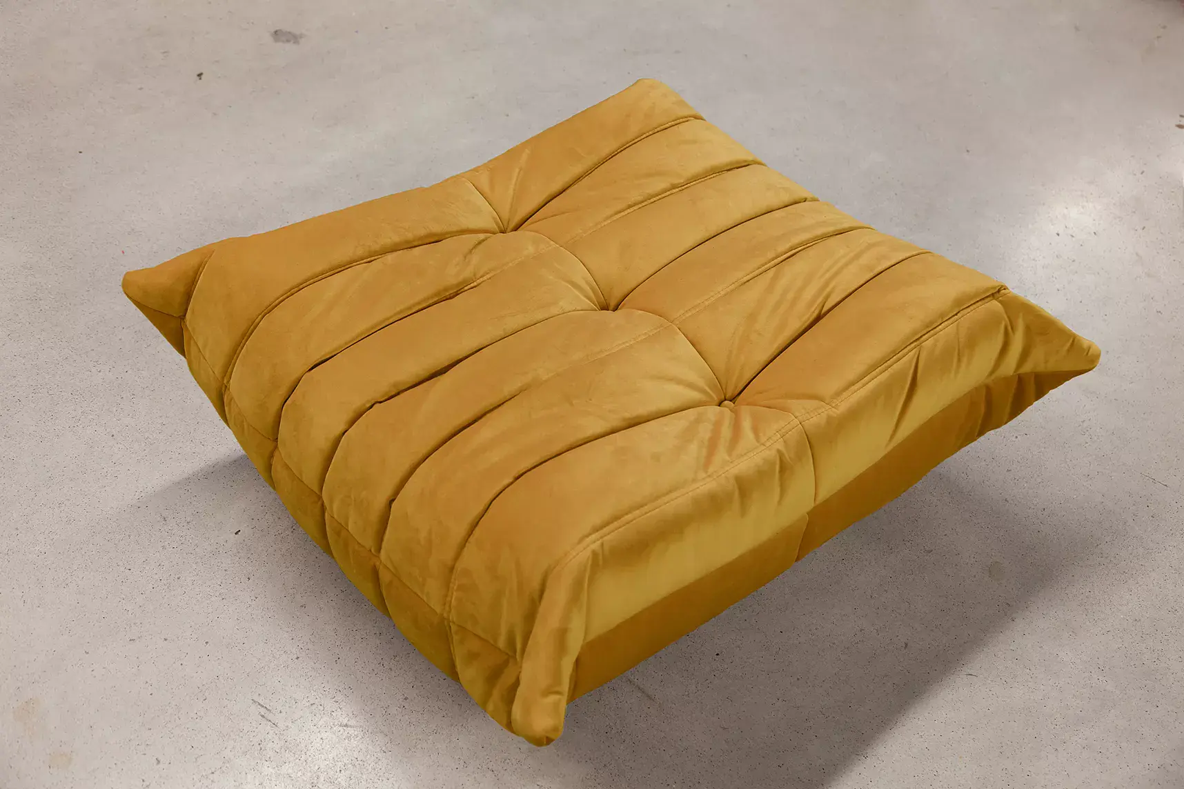 Togo Ottoman Mustard Yellow Velvet 1