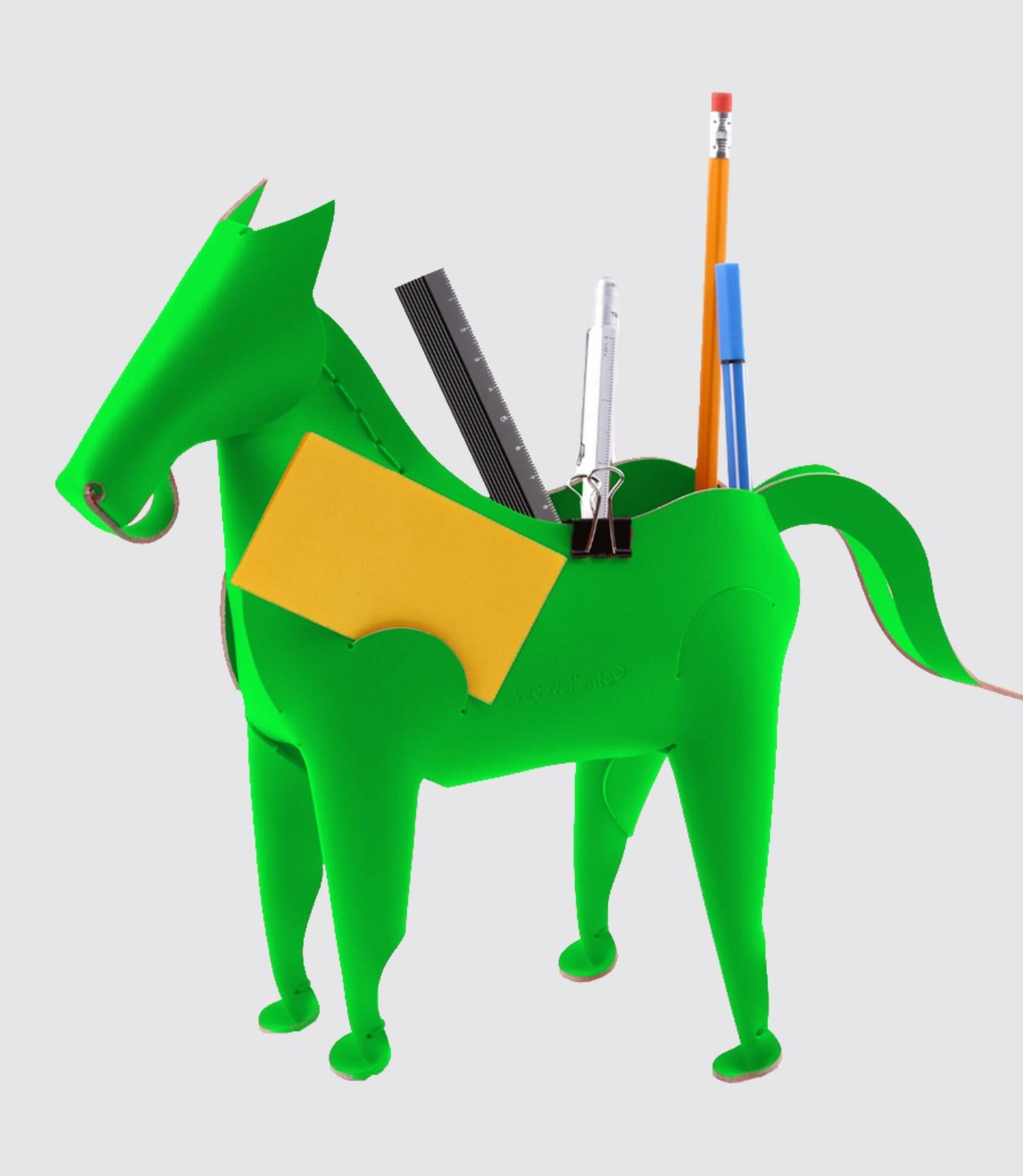 Pferd Schreibtischhelfer aus 100% Recyceltem Leder Grün 1