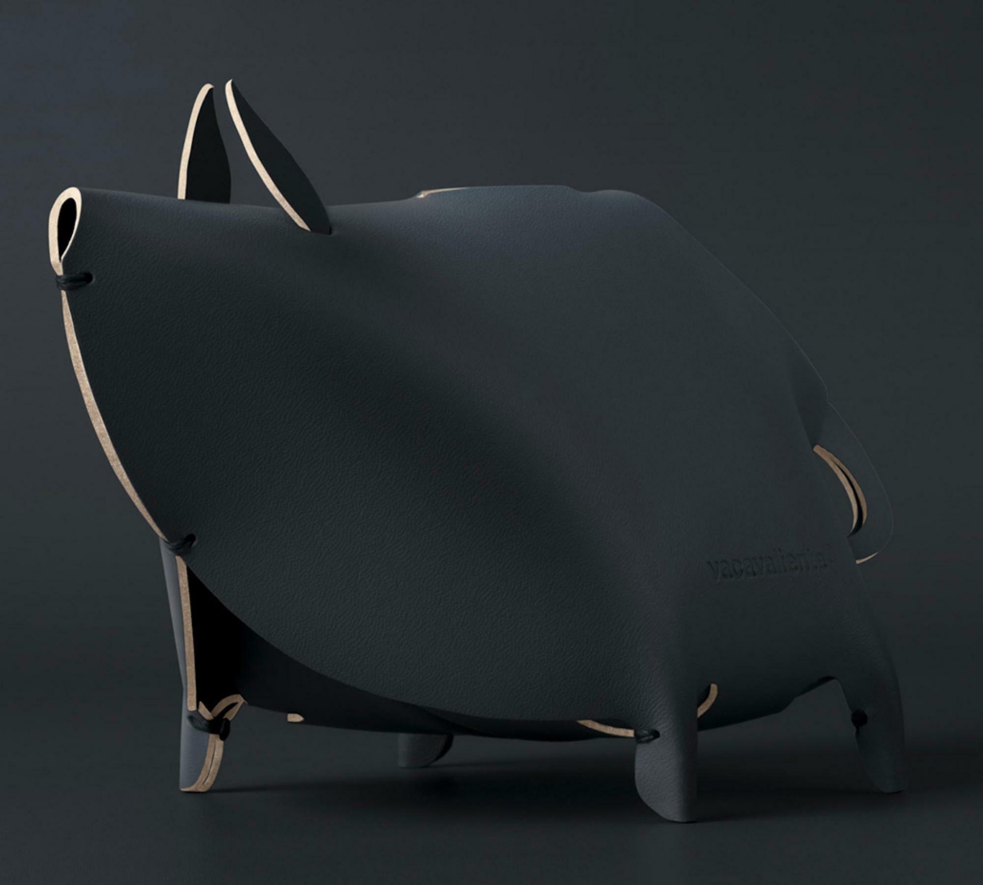 Piggy bank made of 100% recycled leather from Spain Orange 2