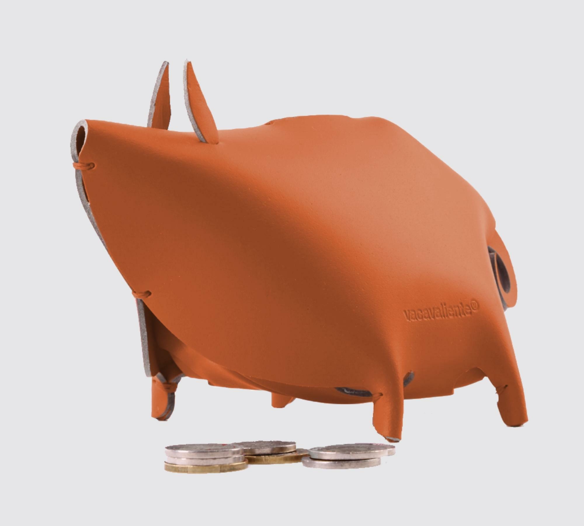 Sparschwein aus 100% Recyceltem Leder aus Spanien Braun 0
