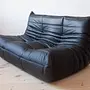 Togo Sofa 2-seater Madras leather Black 1