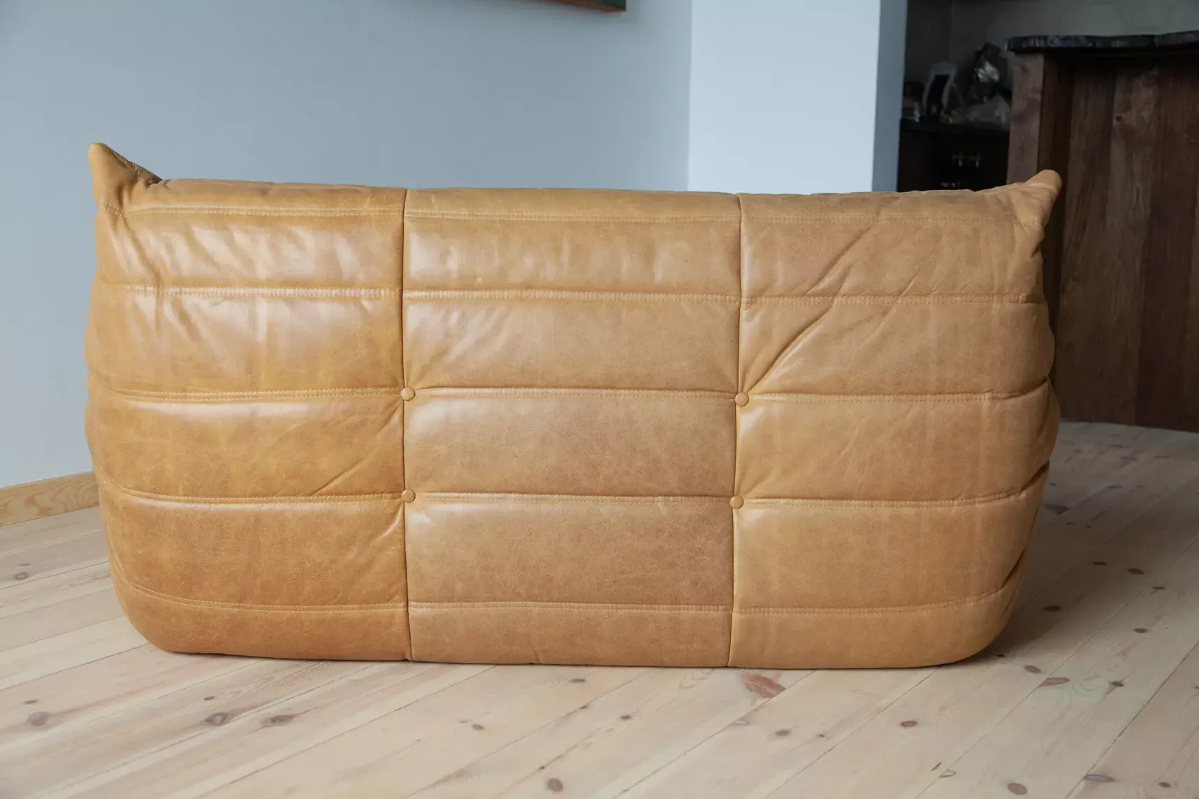 Togo Sofa 2-Seater Pull-Up Leather Camel Brown 5
