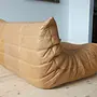Togo Sofa 2-Seater Pull-Up Leather Camel Brown 6