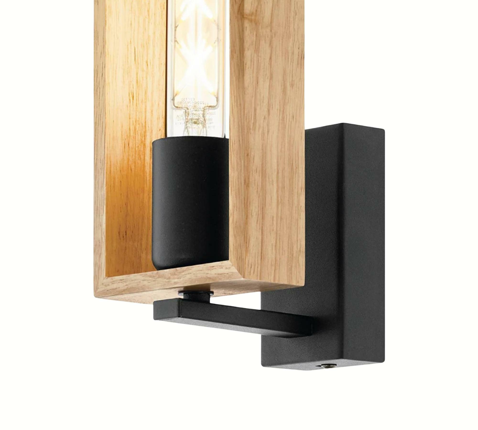 Wall lamp made of steel and glazed wood composite 2