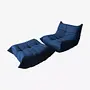 Togo Armchair and Ottoman Set Fabric Navy Blue 0