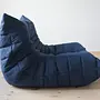 Togo Armchair and Ottoman Set Fabric Navy Blue 4